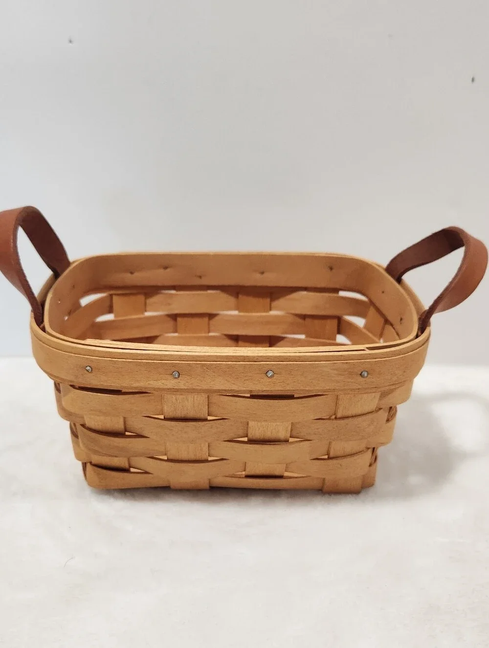 Longaberger Vintage VTG Knick Knack Handwoven Maple Rectangular Basket
